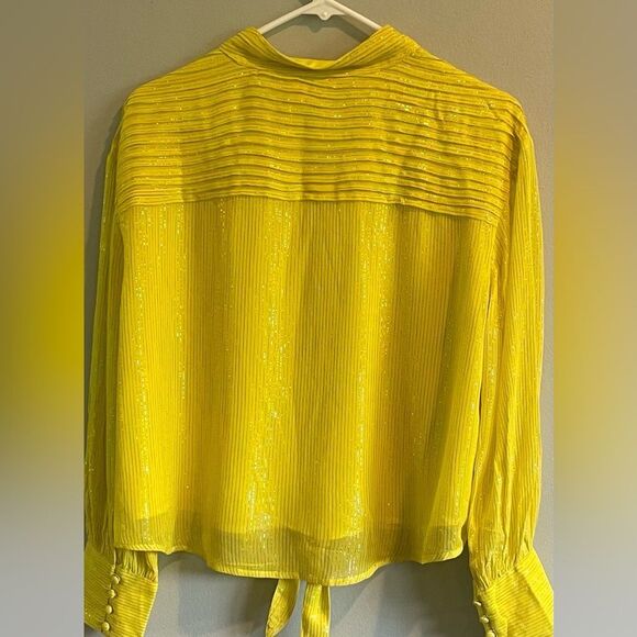 Ciebon Yellow Blouse with Metallic Accent Size Medium - Picture 2 of 8